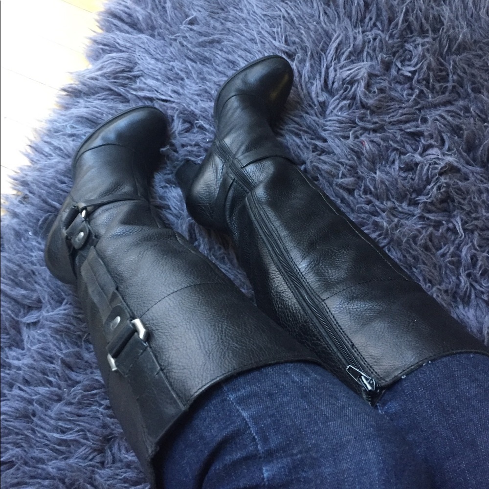 Nine West HARDTOGETTO black leather boots 8.5 - Picture 2 of 6